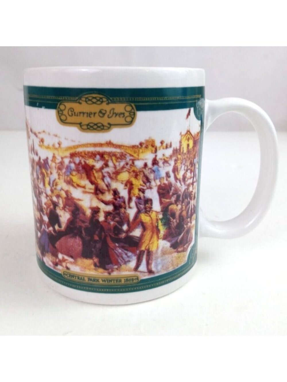 Vintage Houston Foods Currier & Ives Central Park Winter 1868 Design Coffee Cup